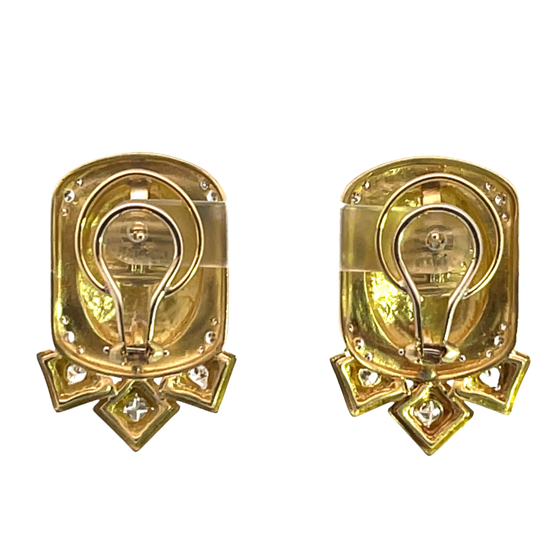 Modern 18KY gold and diamond Cameo earrings