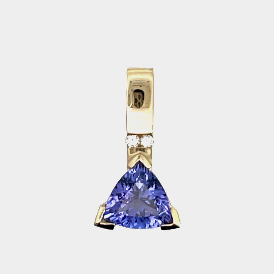Modern 14KY gold Tanzanite and natural diamond pendant