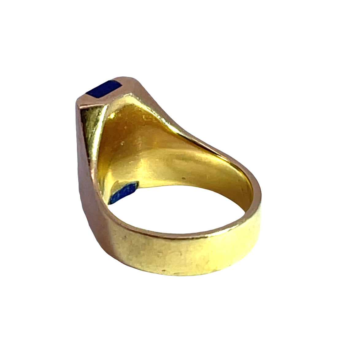 Mid Century Modern 14KY gold and lapis inlay ring