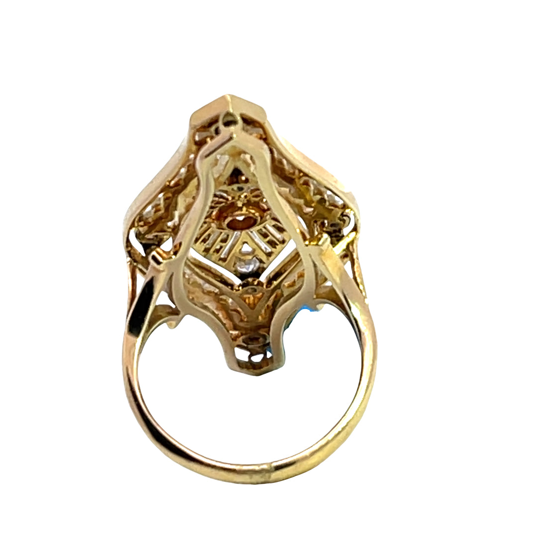 Art Deco 18KY and White gold pearl and diamond ring