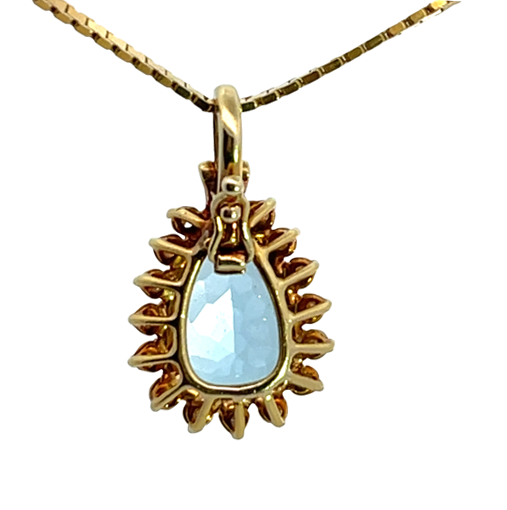 Modern 18KY gold aquamarine and diamond enhancer pendant