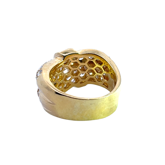 Modern 18KY gold, and diamond ring