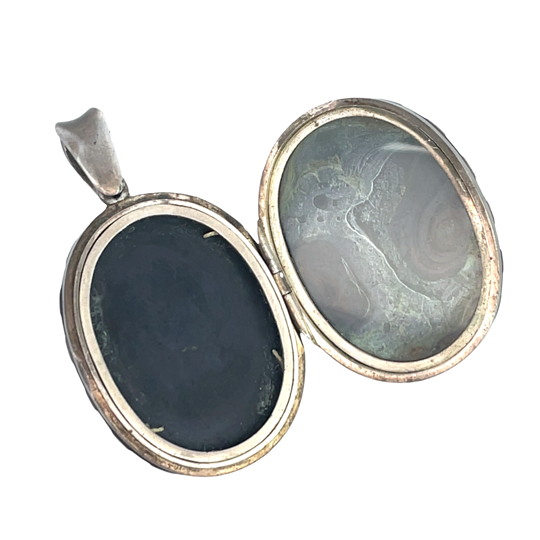 Victorian Shakudo Sterling Silver, Gold and Iron locket pendant