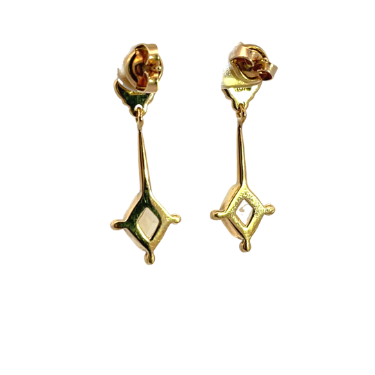 Modern 18KY gold Mexican Fire opal and citrine drop style post earrings