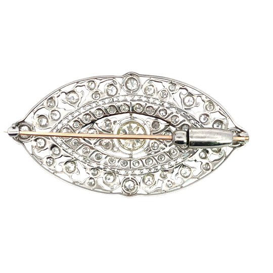 Art Deco platinum and natural diamond brooch
