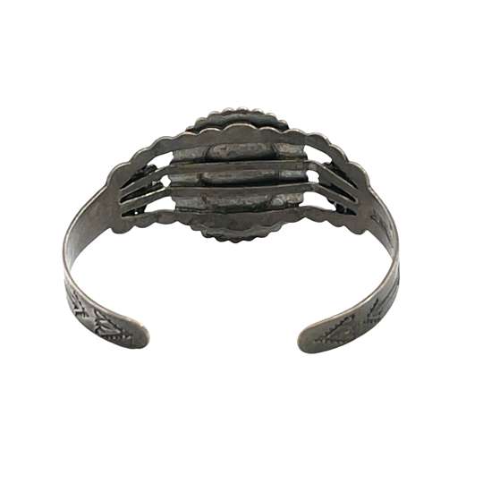 Native American Sterling Silver, Turquoise 1920's Fred Harvey era cuff bracelet
