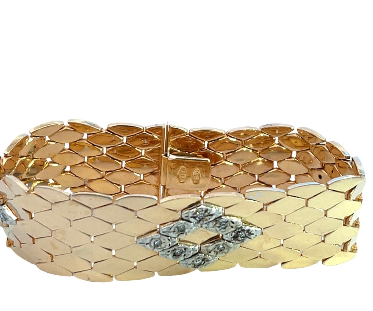 Retro Art Deco 18 Karat Gold Diamond Bracelet