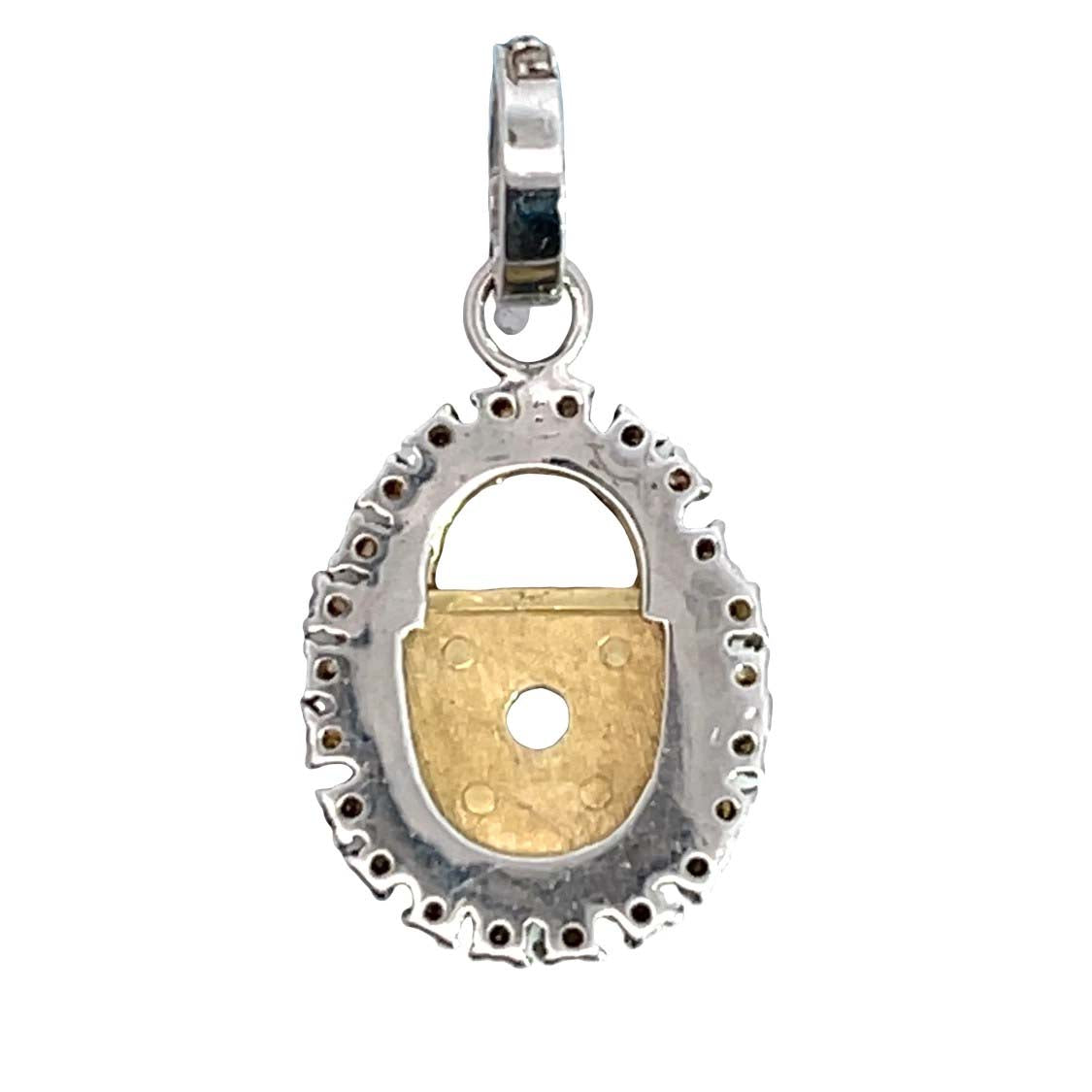 Modern 14KY gold, sterling silver and natural diamond padlock pendant