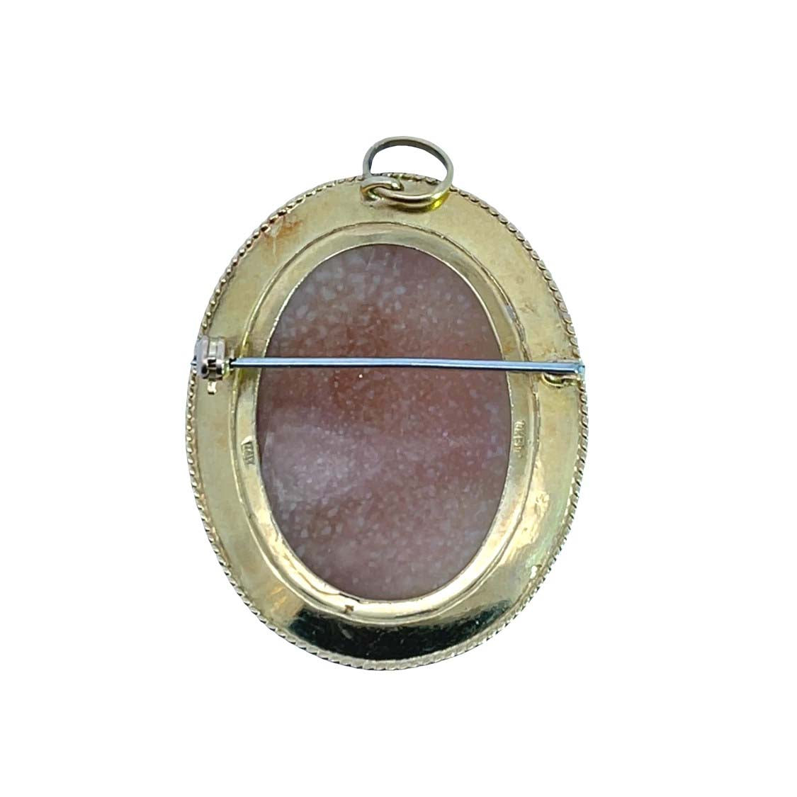 Victorian 18KY gold Shell cameo '3 Graces' convertible pendant and brooch