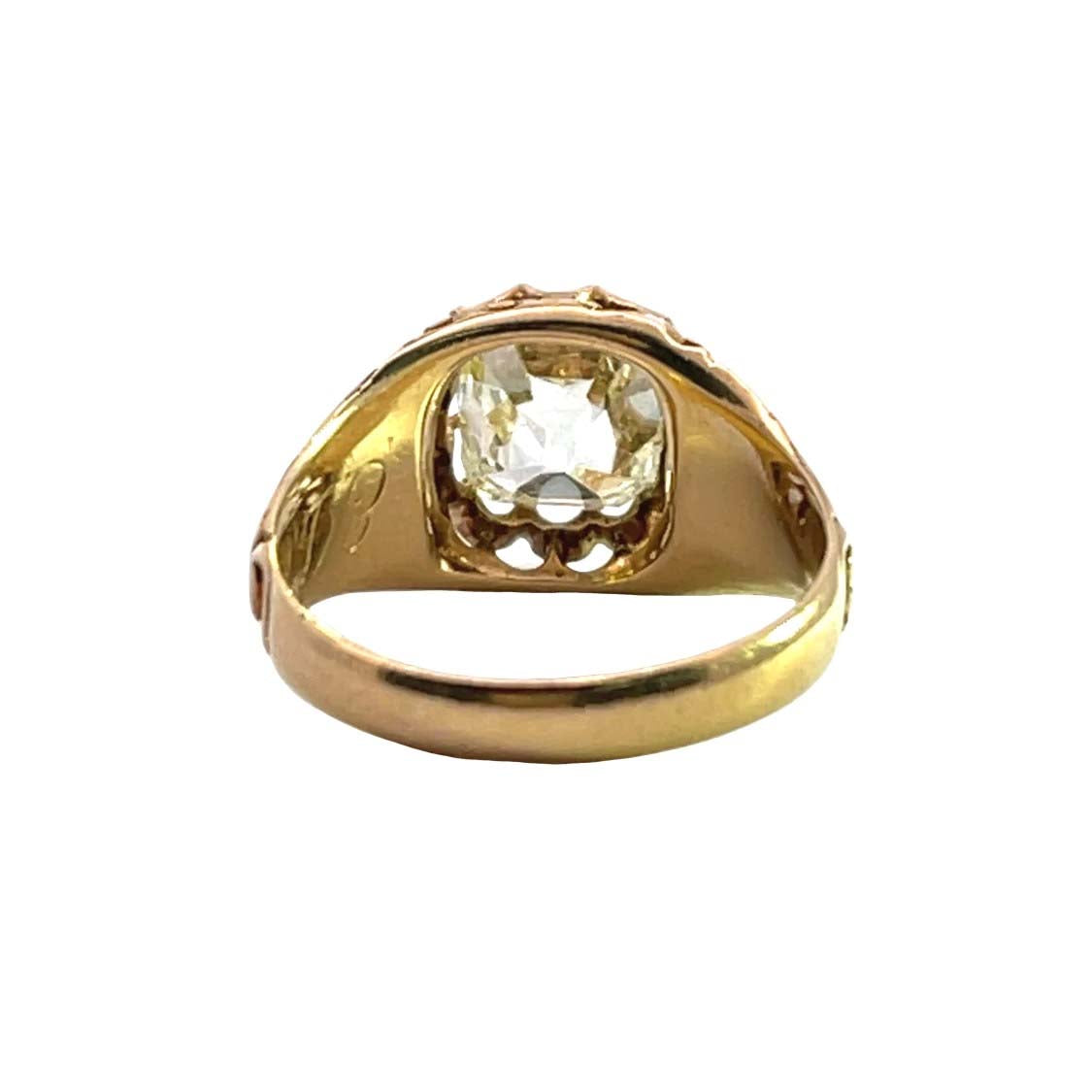 Napoleonic 18KY gold and natural diamond ring