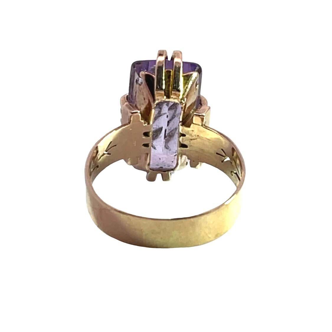 Victorian 10KY gold, amethyst and diamond 'Rose of Sharon' ring