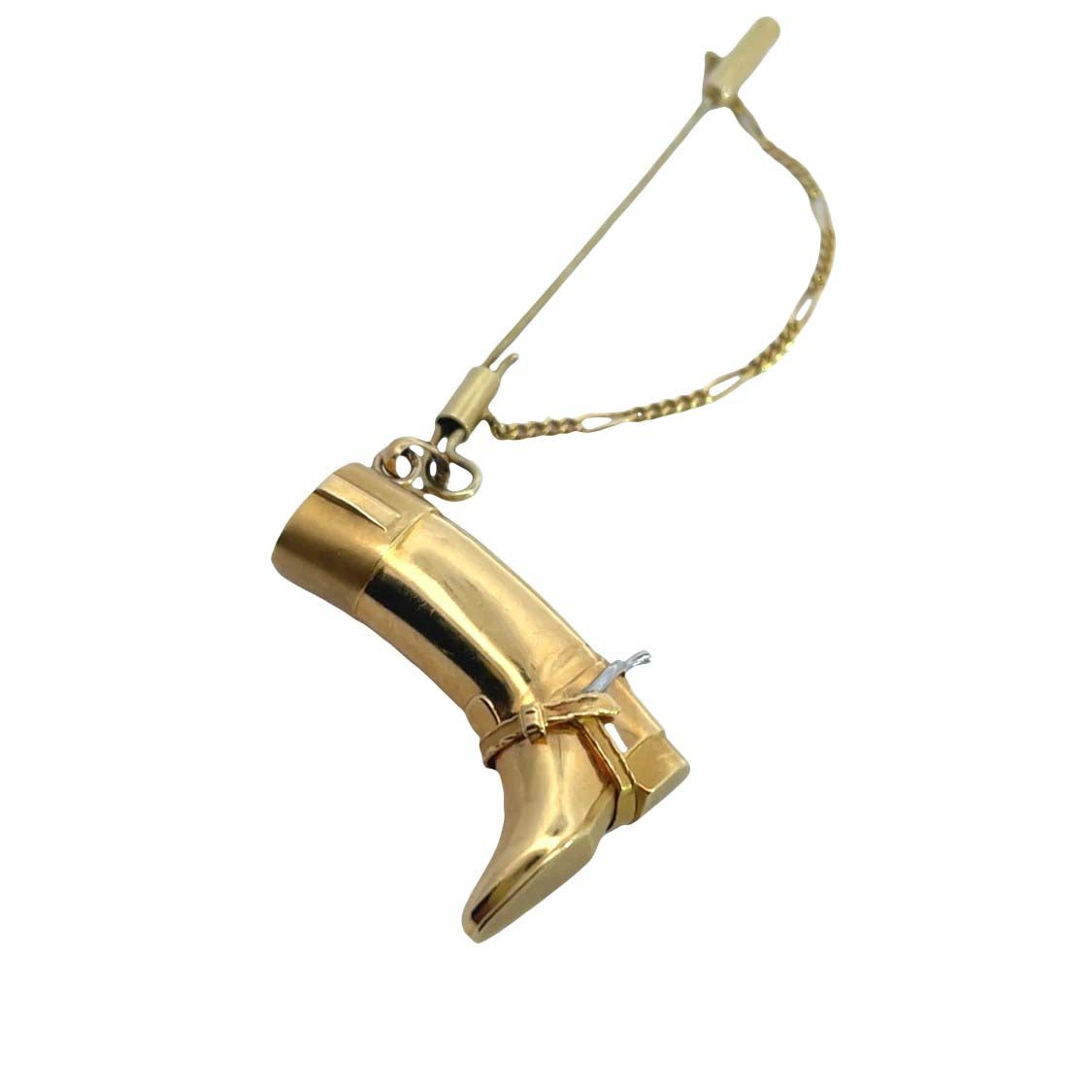 Modern 18KY gold dressage Boot Stock collar bar pin
