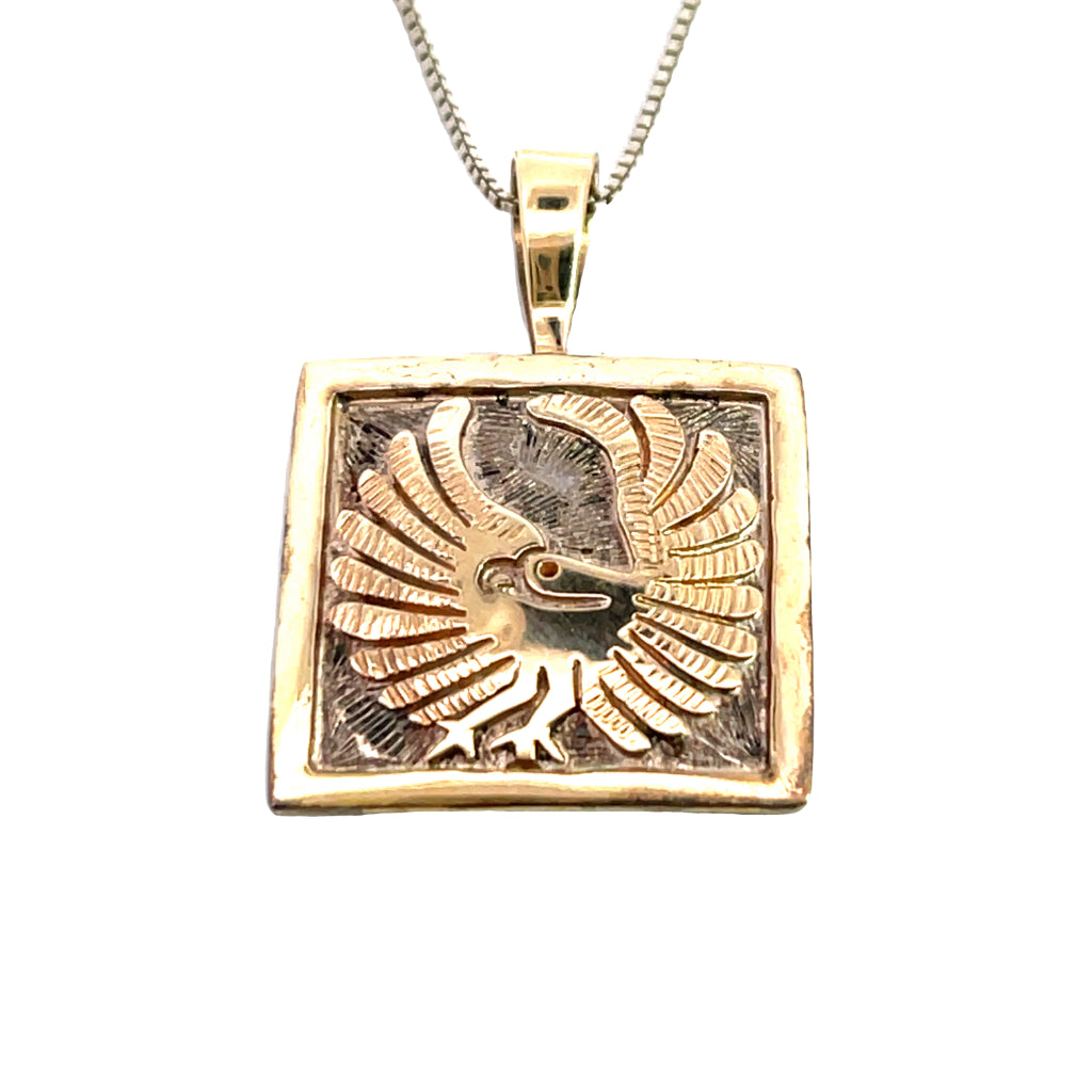 Native American Sterling Silver and Gold Washed Watson Honanie eagle pendant