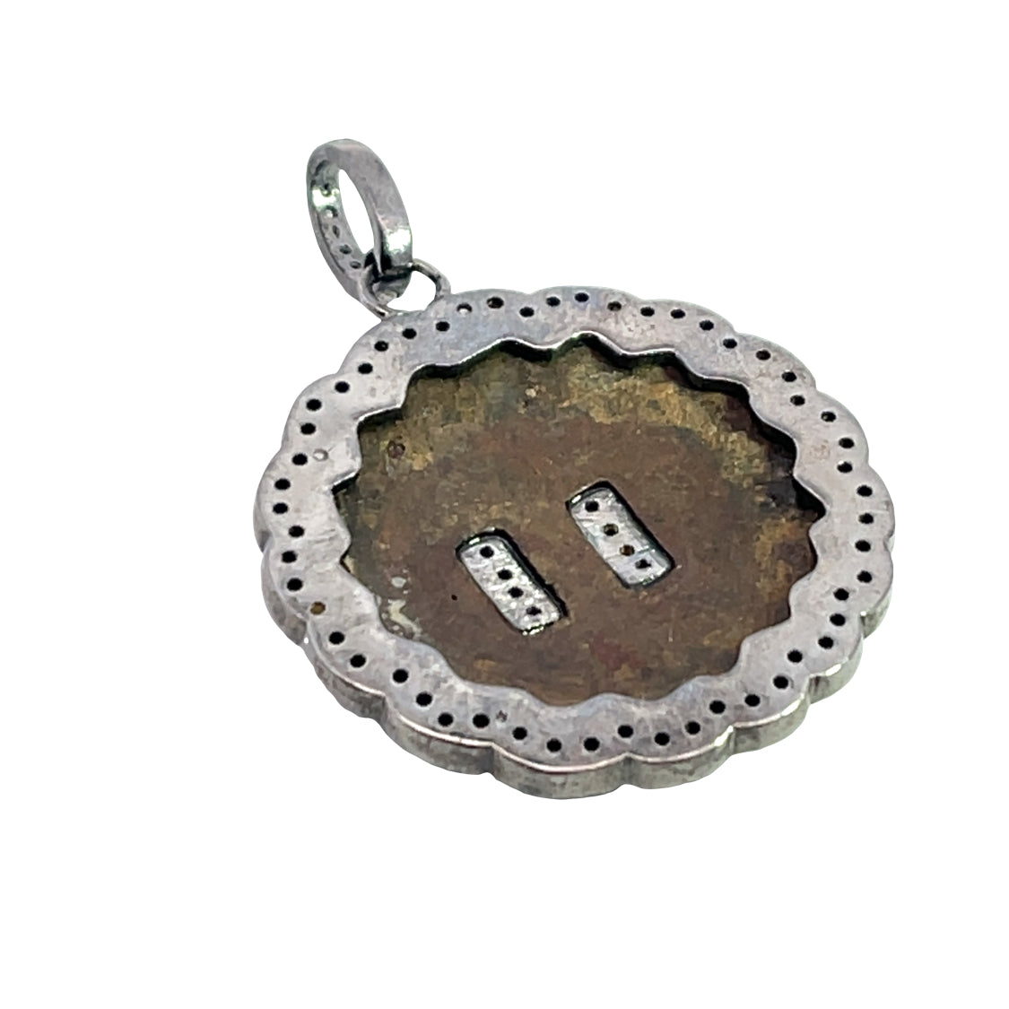 Ancient and Modern Sterling Silver and diamond Viking button pendant