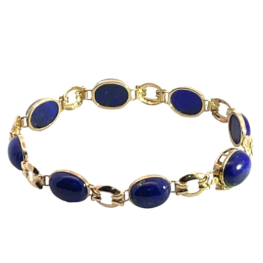 Modern 14KY gold and lapis link bracelet