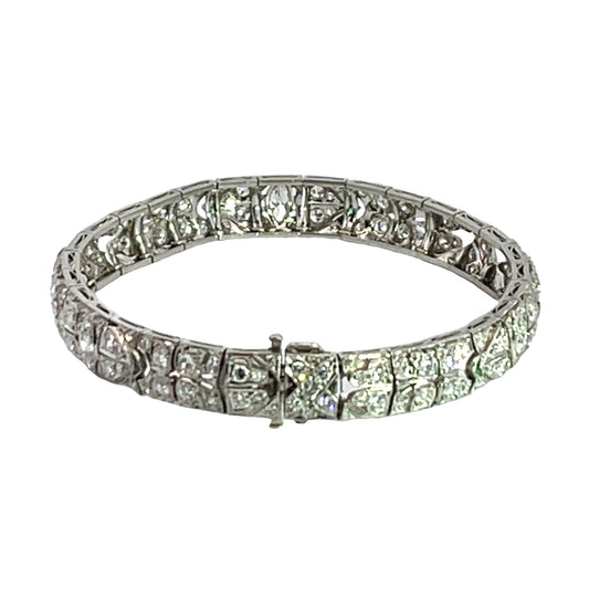 Art Deco platinum filigree and diamond articulated link bracelet