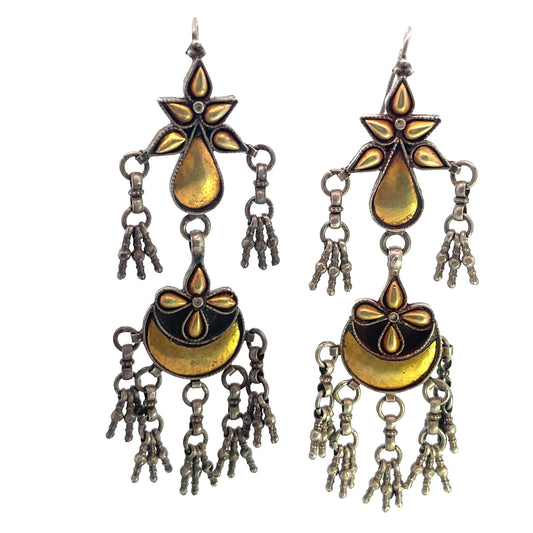 Late Victorian Gold and Silver Bikaner Earrings