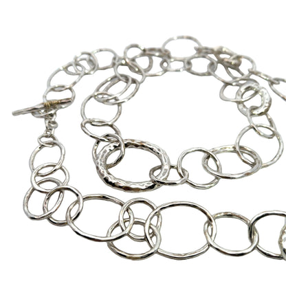 Modern Sterling silver links long necklace