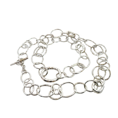 Modern Sterling silver links long necklace