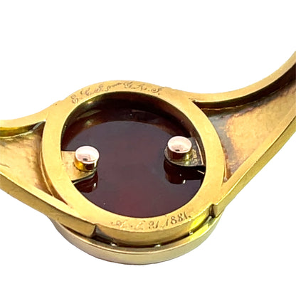 Victorian 18KY gold and Carnelian intaglio hinged cuff bracelet