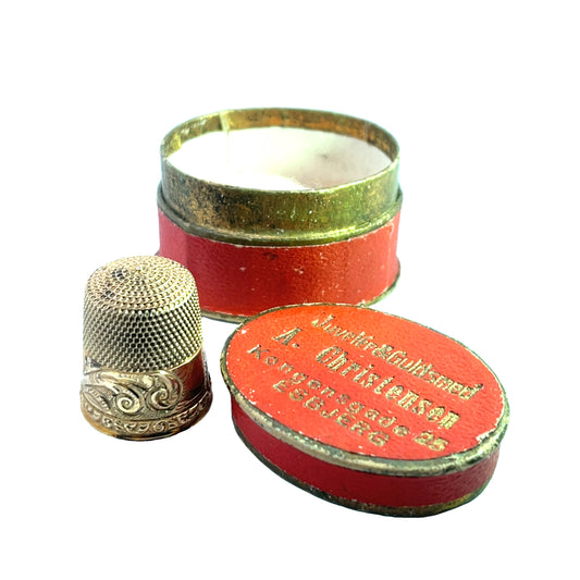 Victorian 9KY gold sewing thimble in orginal box