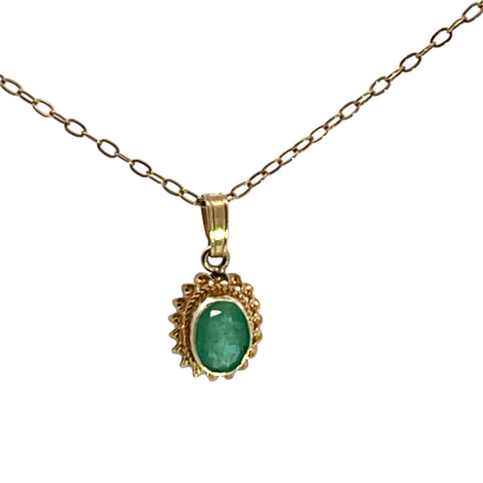 Victorian 9K Yellow gold emerald Birmingham pendant