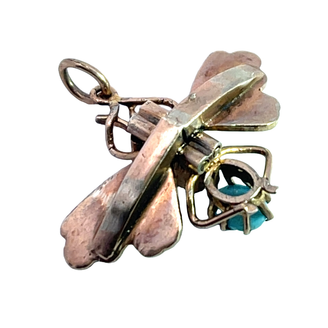 Victorian 14K rose gold, garnet and Persian turquoise pendant