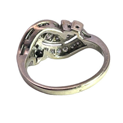 Mid Century Modern 14K white gold and diamond ring