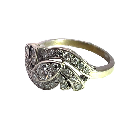 Mid Century Modern 14K white gold and diamond ring