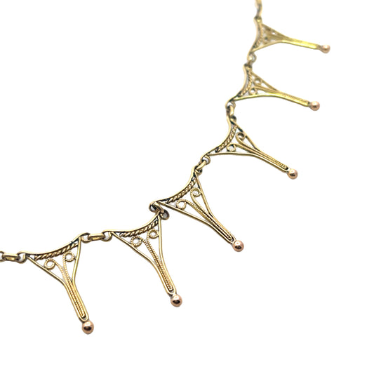Art Deco 14Ky gold collar style necklace