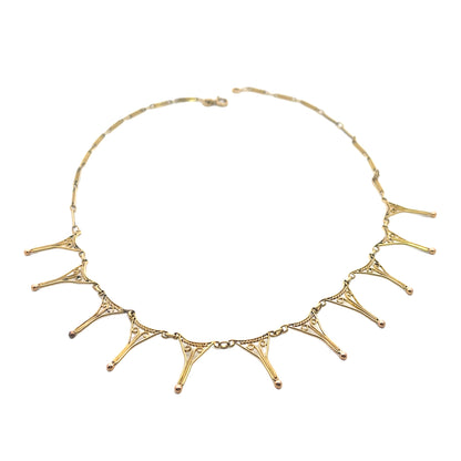 Art Deco 14Ky gold collar style necklace
