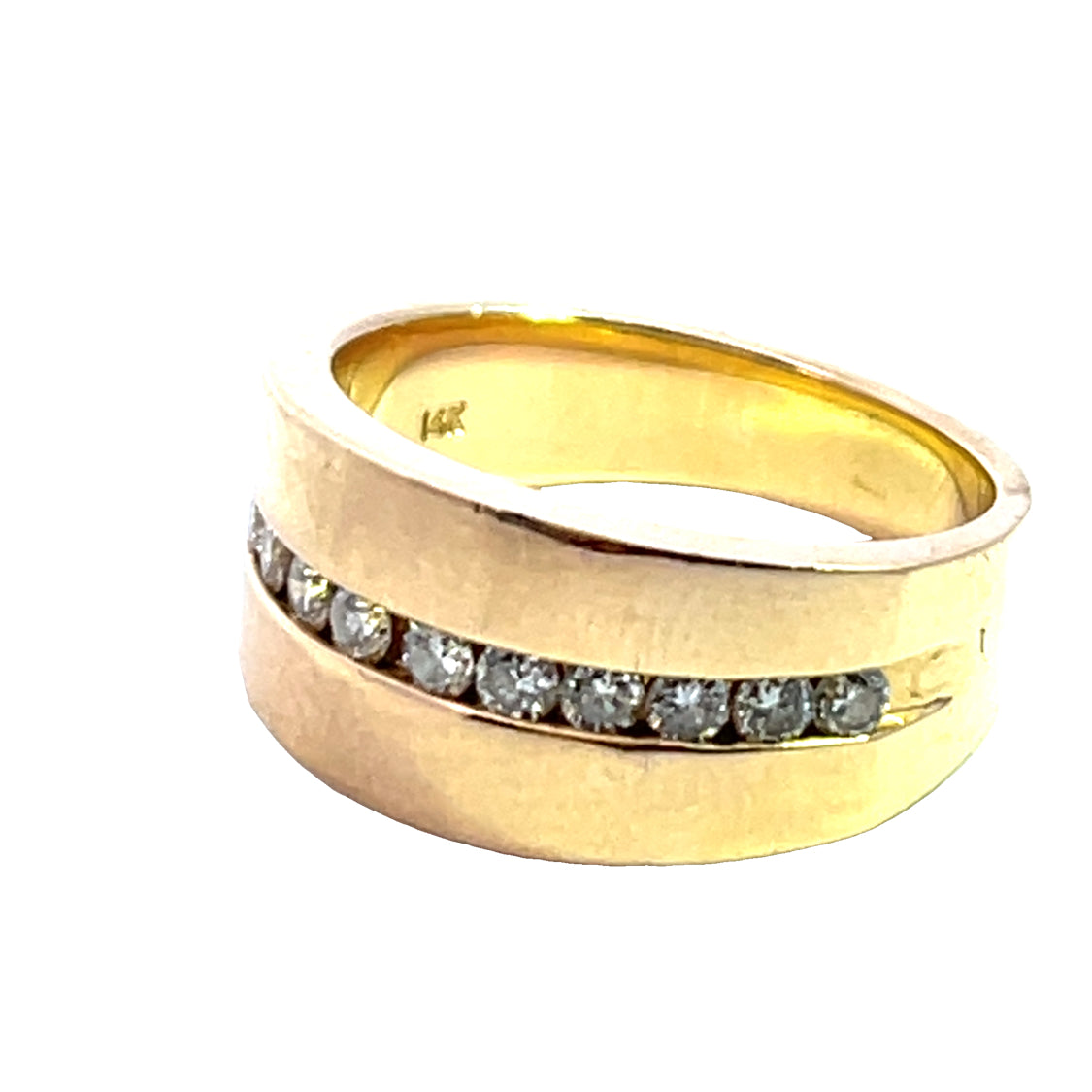 Modern 14KY gold and channel set diamond band ring