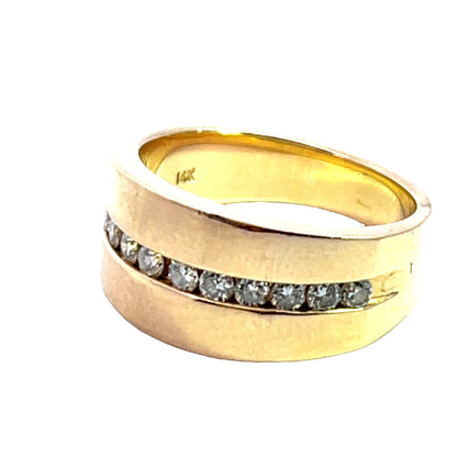 Modern 14KY gold and channel set diamond band ring