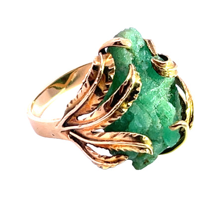 Modern 18KY gold emerald crystal ring