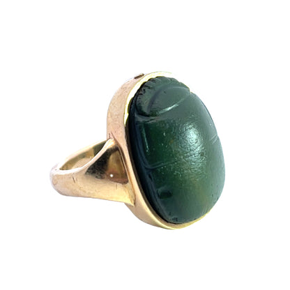 Ancient jasper Scarab set in modern 18KY gold ring