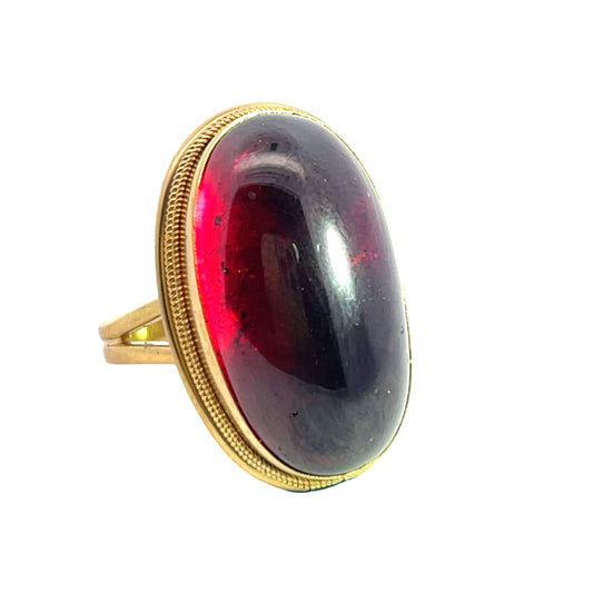 Victorian 15KY gold and cabochon garnet ring
