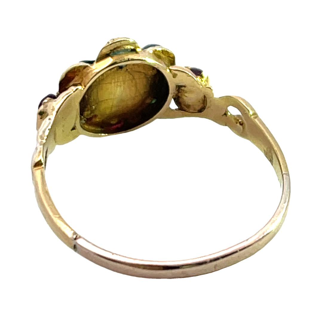 Early Victorian 15KY gold, diamond, emerald, amethyst, ruby, emerald, sapphire and tourmaline 'acrostic' ring