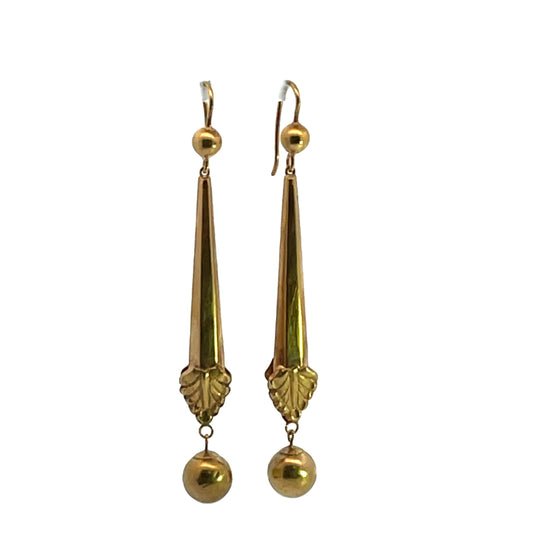 Victorian 9K gold drop earrings