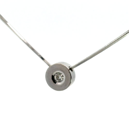 Modern 18K white gold and natural diamond pendant with chain