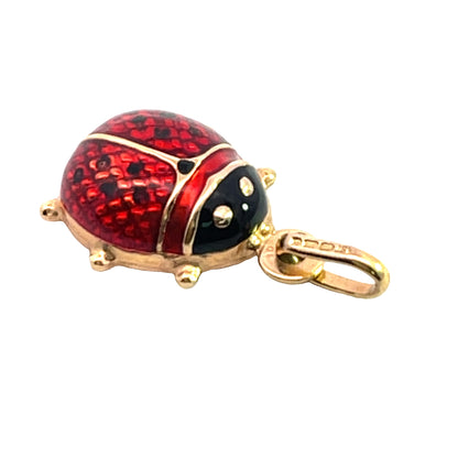 Victorian 9KY gold enamel ladybug charm