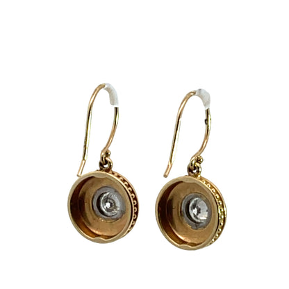 Modern 14KY and white gold drop earring