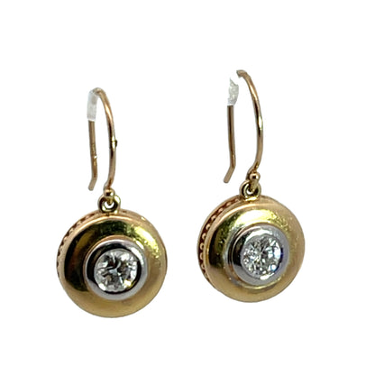 Modern 14KY and white gold drop earring