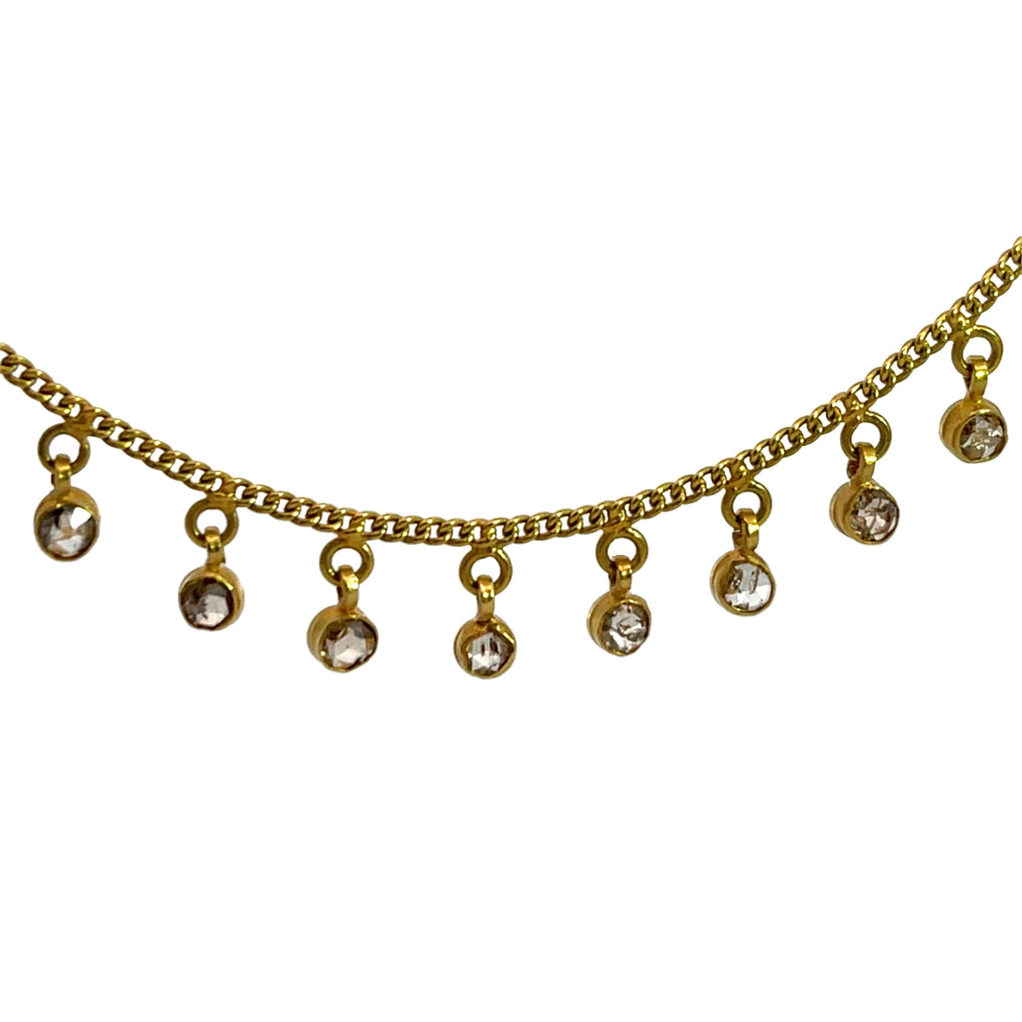 Modern 22Ky gold with yellow and cognac diamond drops necklace