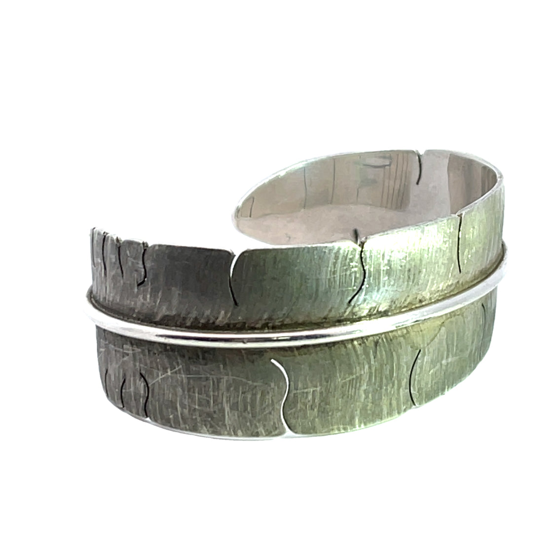 Native American Sterling Silver feather cuff bracelet