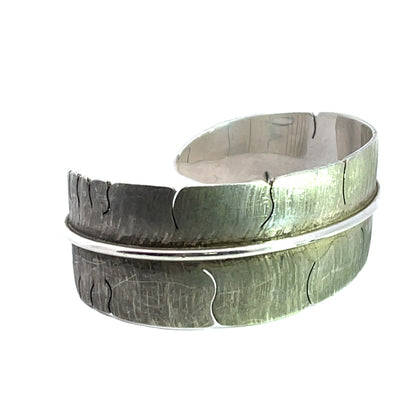 Native American Sterling Silver feather cuff bracelet