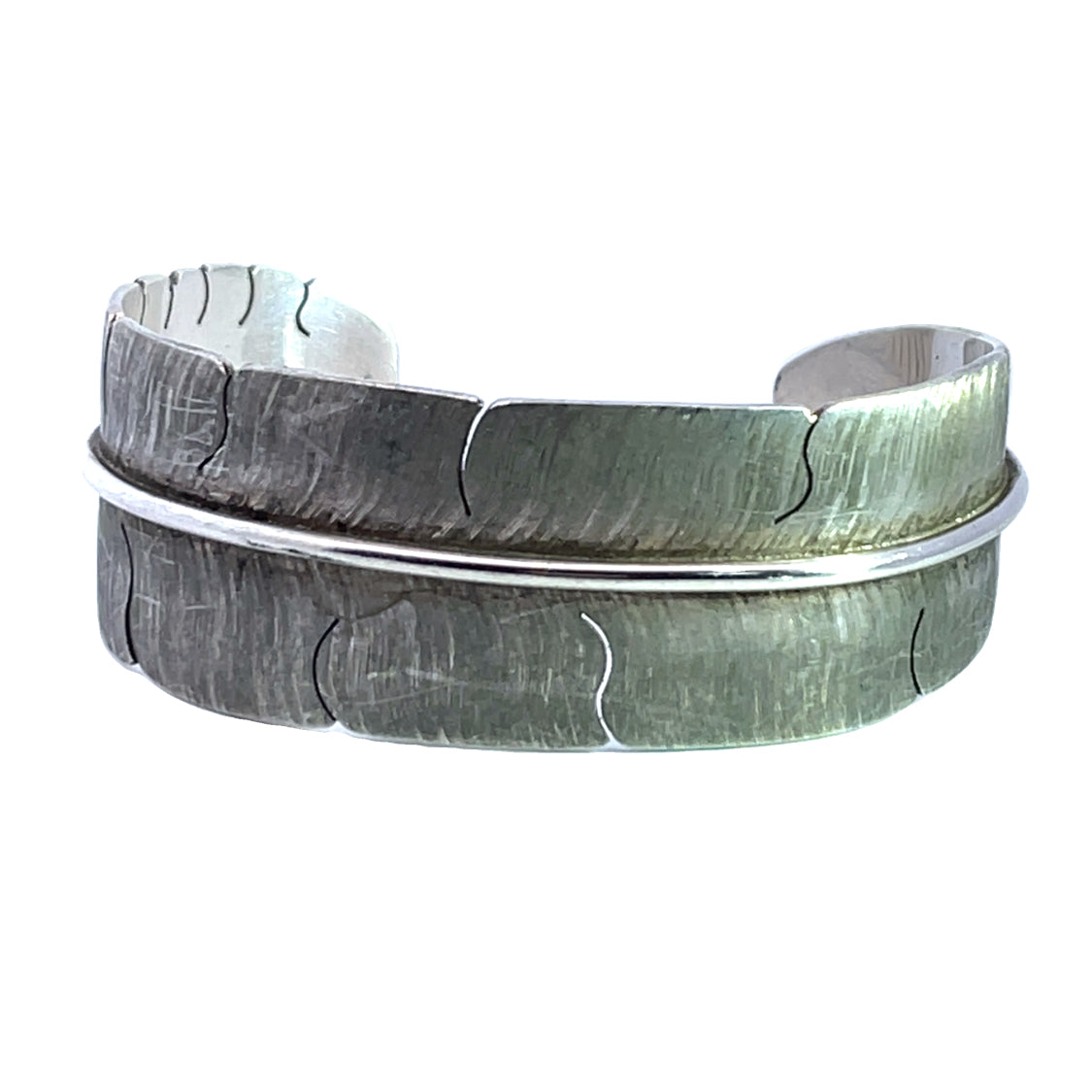 Native American Sterling Silver feather cuff bracelet