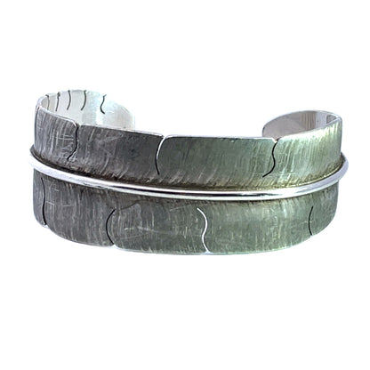Native American Sterling Silver feather cuff bracelet