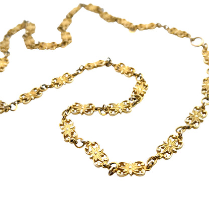 Victorian 14KY gold floral link chain necklace
