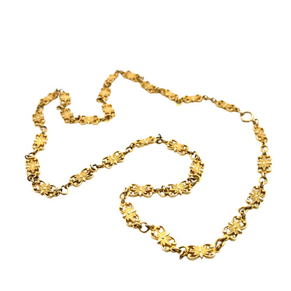 Victorian 14KY gold floral link chain necklace