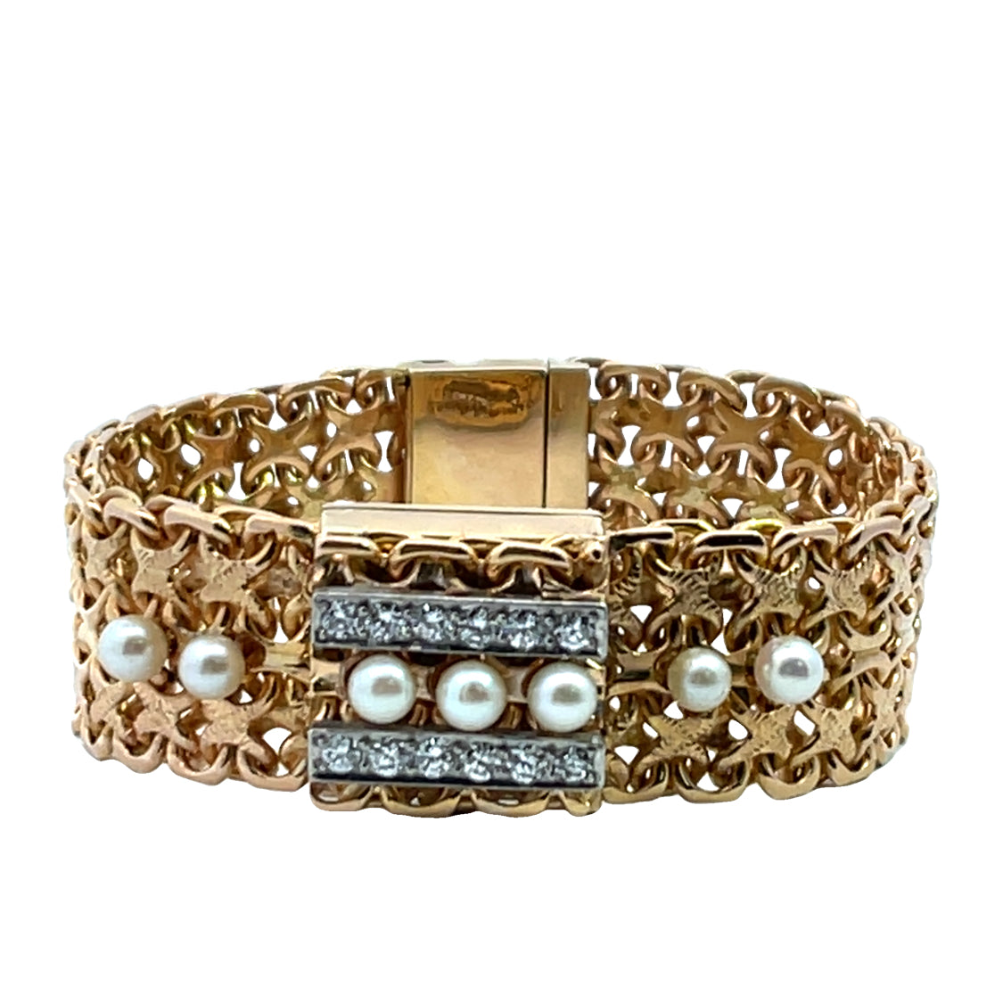 Modern 14KY gold and diamond peek-a-boo bracelet watch